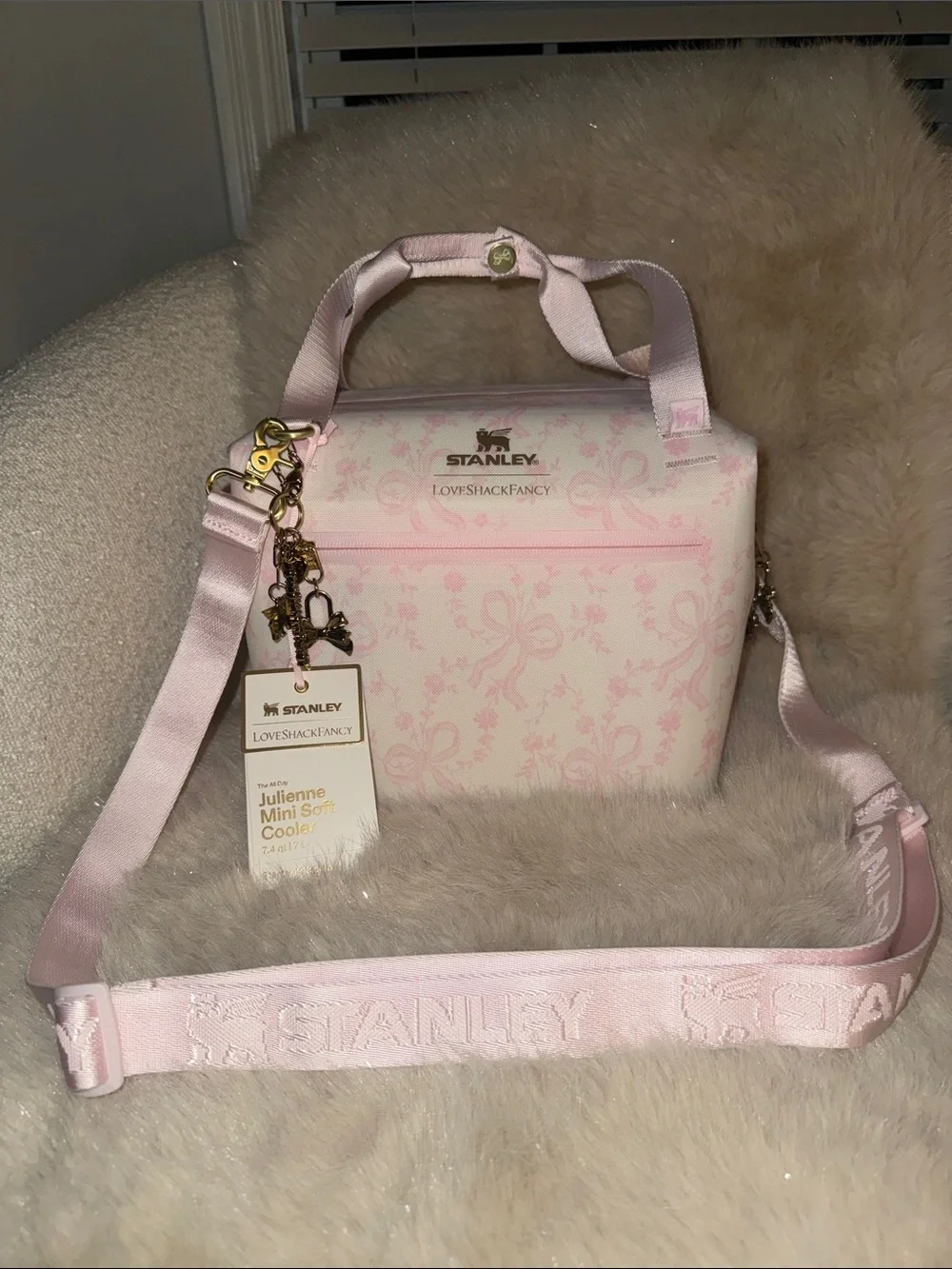 LoveShackFancy x Stanley Pink Floral Cooler with Gold Charms